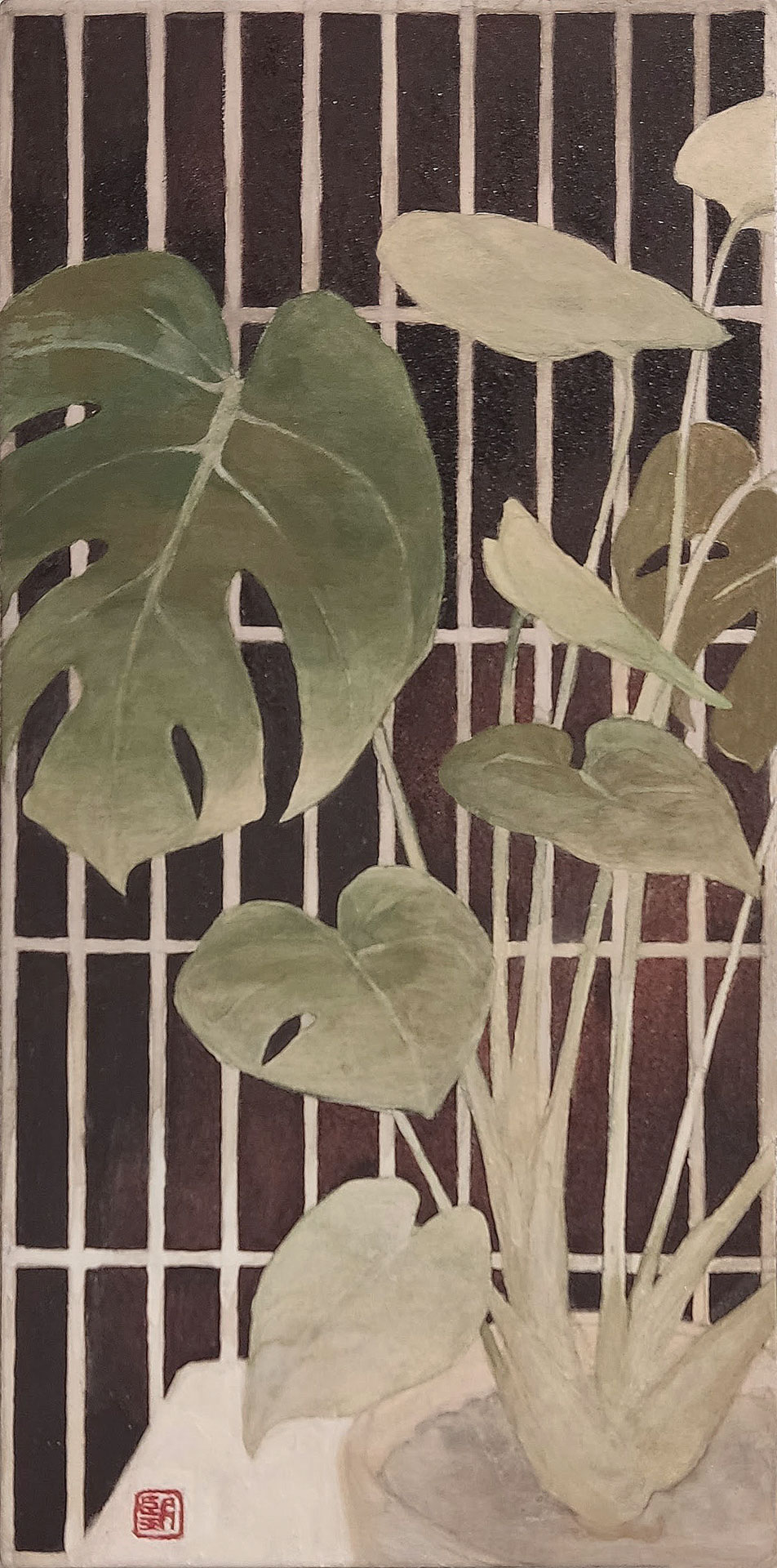 「積層」／2025／麻紙、岩絵具、水干絵具、膠