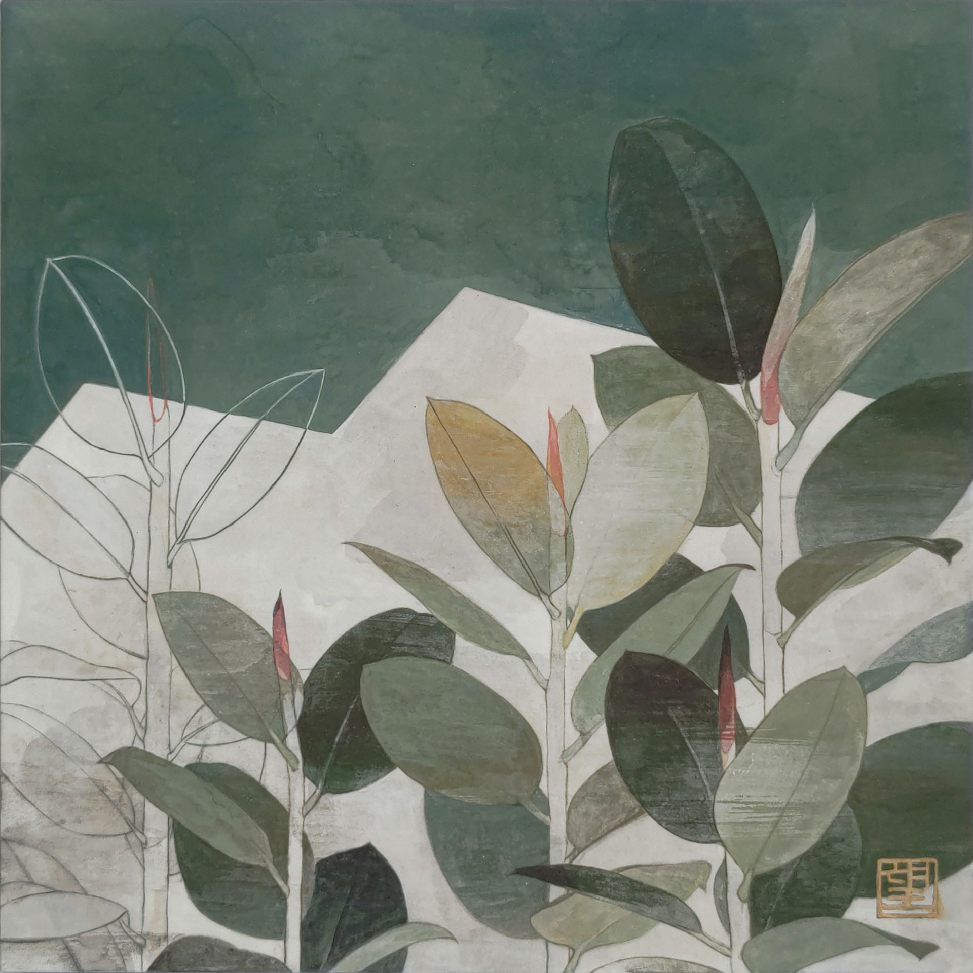 「plants」／2024／麻紙、岩絵具、水干絵具、胡粉、膠