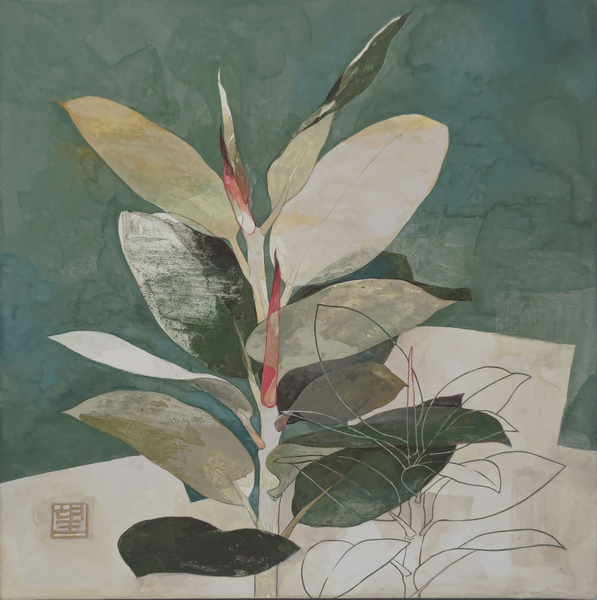「plants」／2024／麻紙、岩絵具、水干絵具、胡粉、膠