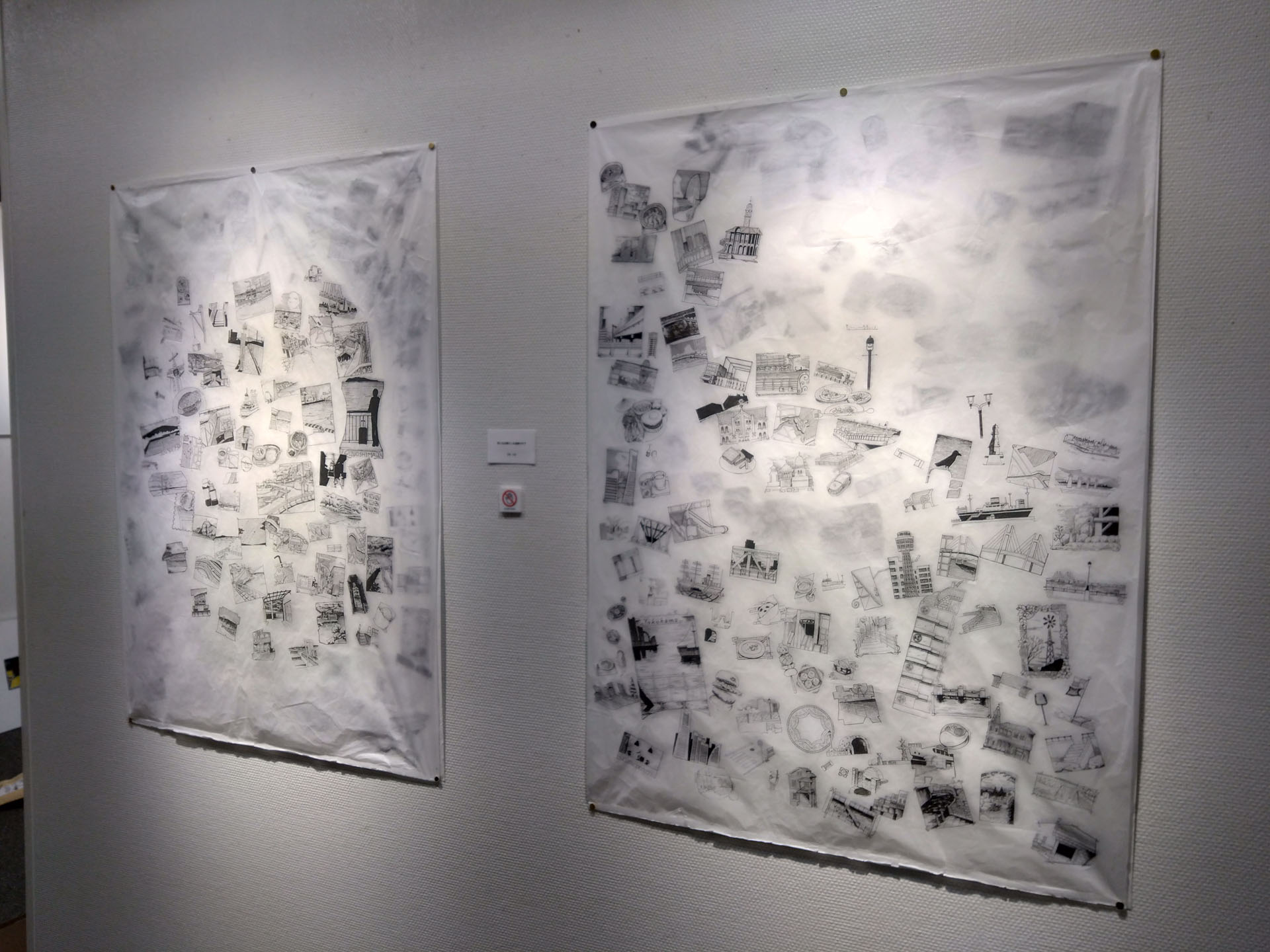 思い出は輝かしき虚像の中で/2025年/ 薄葉紙とペン/卒業制作作品